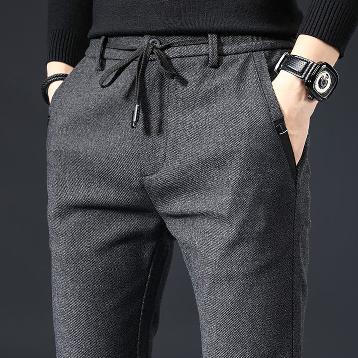 Style Autumn Brushed Casual Straight Business Middle-aged Father Men's All-matching Slim-fitting Long Pants