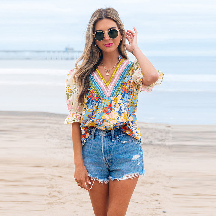 Chiffon Casual All-matching Printed Top For Women