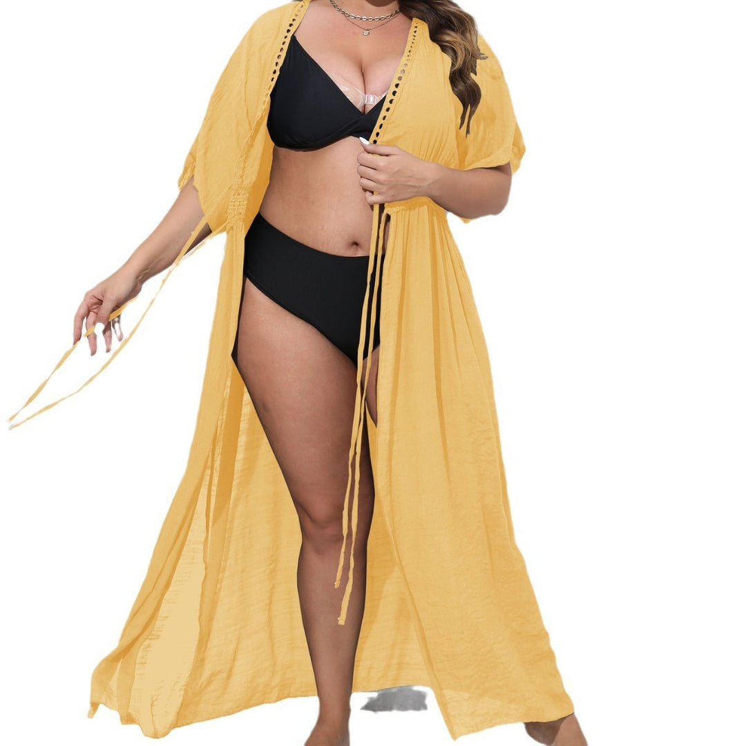 Women's Lace Stitching Beach Bikini Cover-up Strap Sun Protection Cardigan