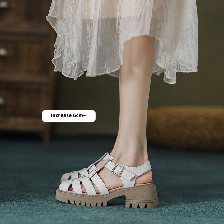 Retro Closed Toe Platform Hollow Sandals Women's Hole Shoes Women