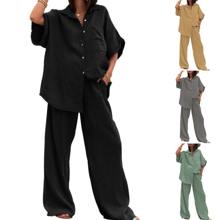Liza Cotton And Linen Chiffon Suit Short Sleeve Women's Clothing
