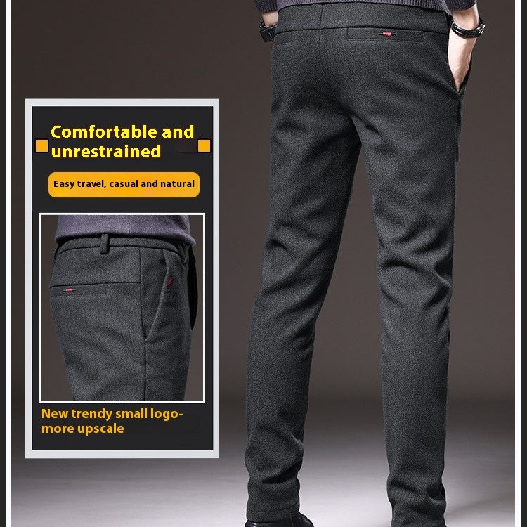 Style Autumn Brushed Casual Straight Business Middle-aged Father Men's All-matching Slim-fitting Long Pants