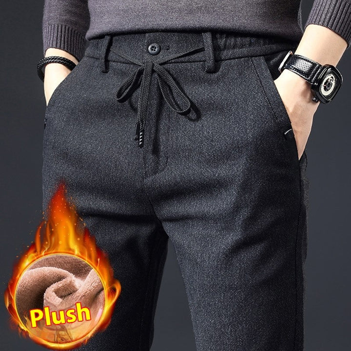 Style Autumn Brushed Casual Straight Business Middle-aged Father Men's All-matching Slim-fitting Long Pants