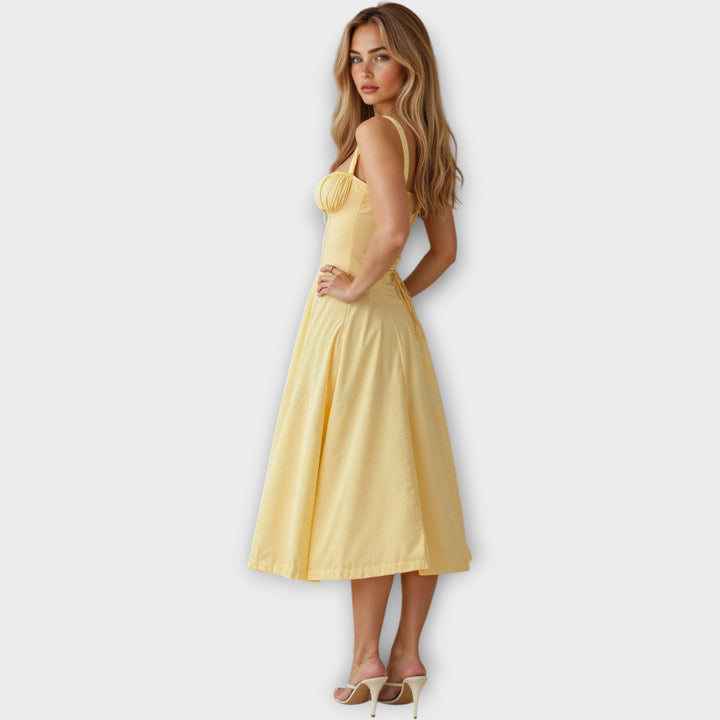 Elegant Bustier Design Midi Dress with Corset - Timeless & Chic Women's Fashion