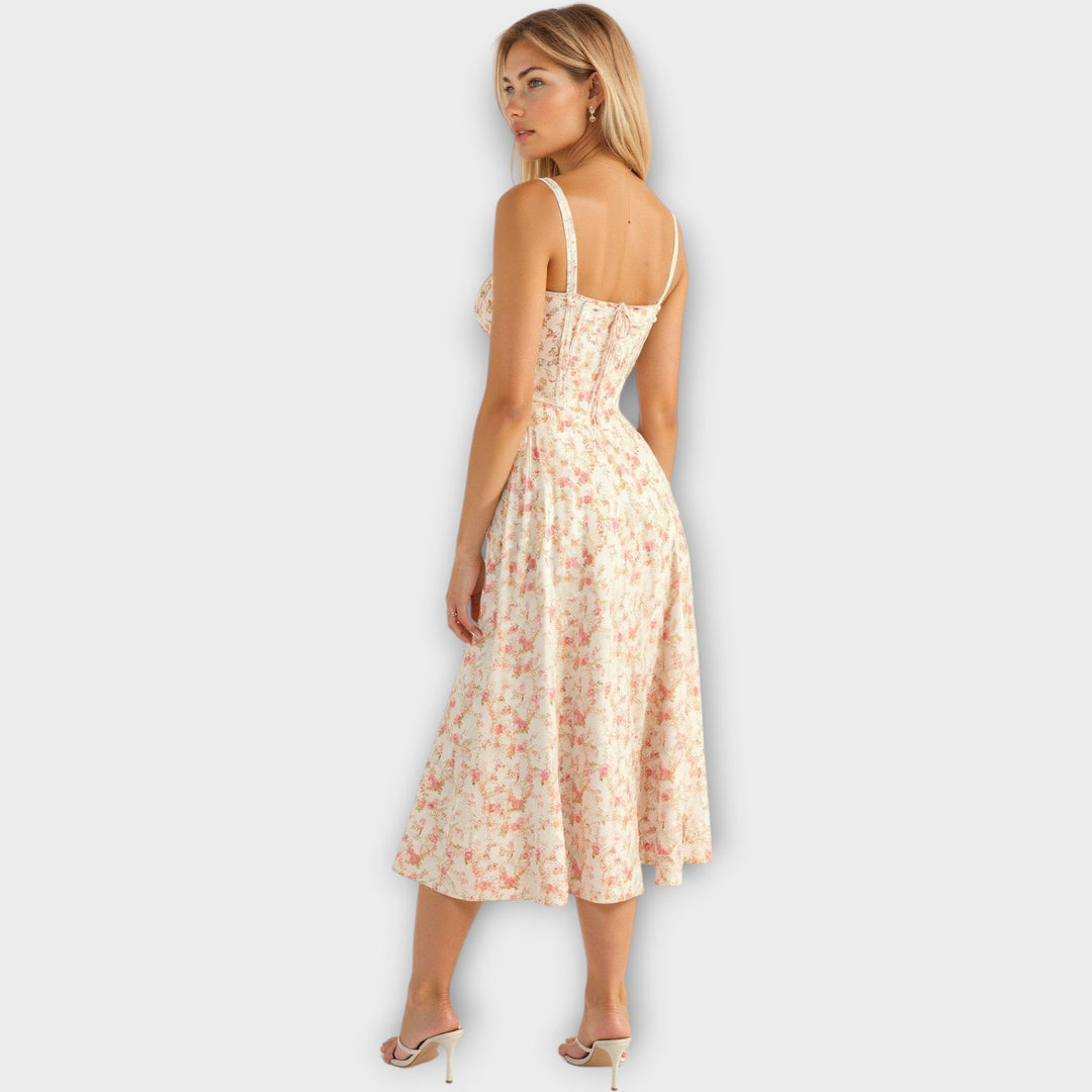 Elegant Bustier Design Midi Dress with Corset - Timeless & Chic Women's Fashion