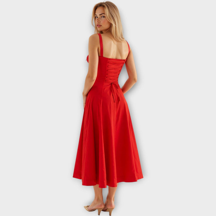 Elegant Bustier Design Midi Dress with Corset - Timeless & Chic Women's Fashion