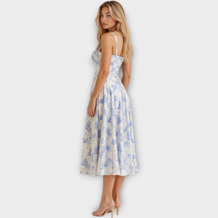 Elegant Bustier Design Midi Dress with Corset - Timeless & Chic Women's Fashion