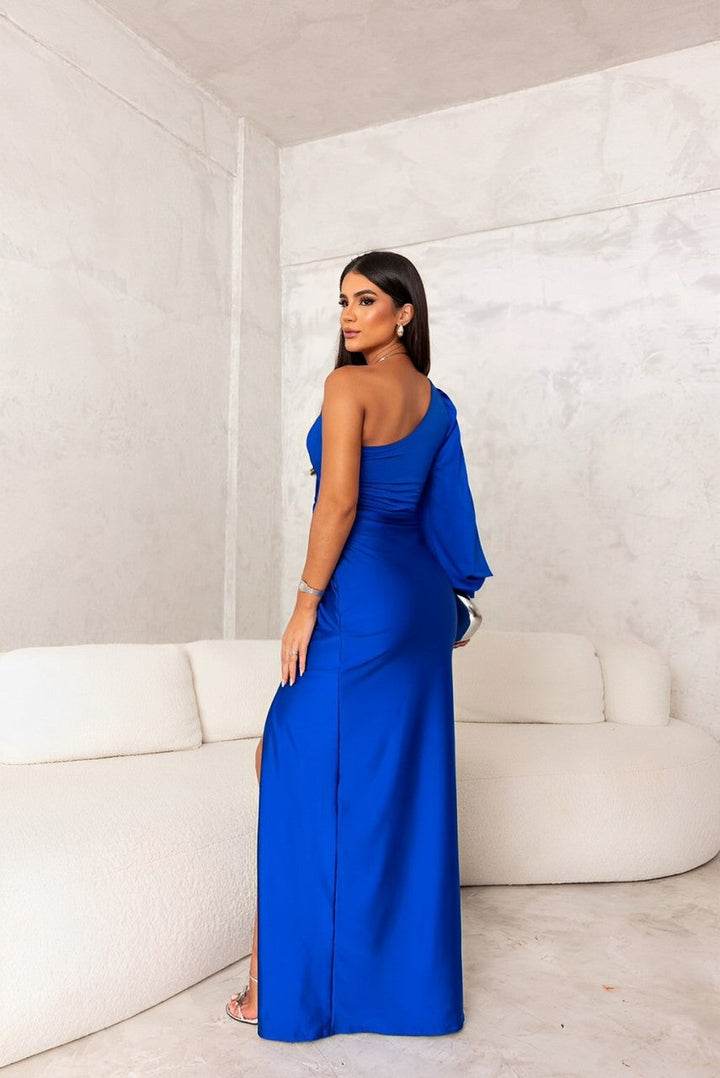 VERA – ONE-SHOULDER SATIN EVENING DRESS